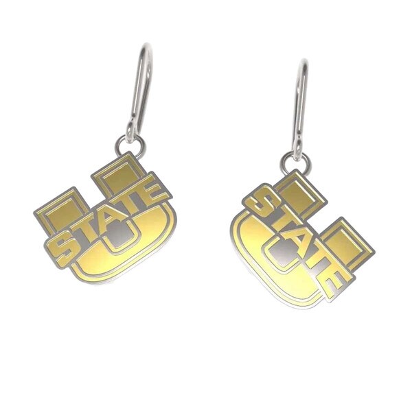 U-State Dangle Earrings Two Tone Silver and Gold